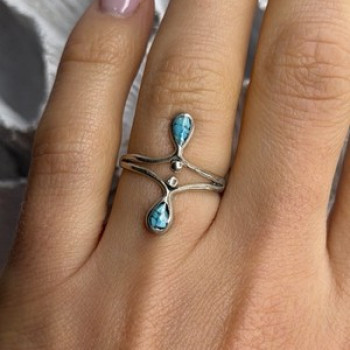 925 Sterling Silver Turquoise Ring Size 6.5