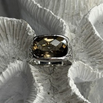925 Sterling Silver Brown Tourmaline Ring Size 7