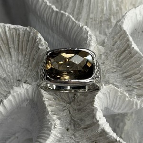 925 Sterling Silver Brown Tourmaline Ring Size 7