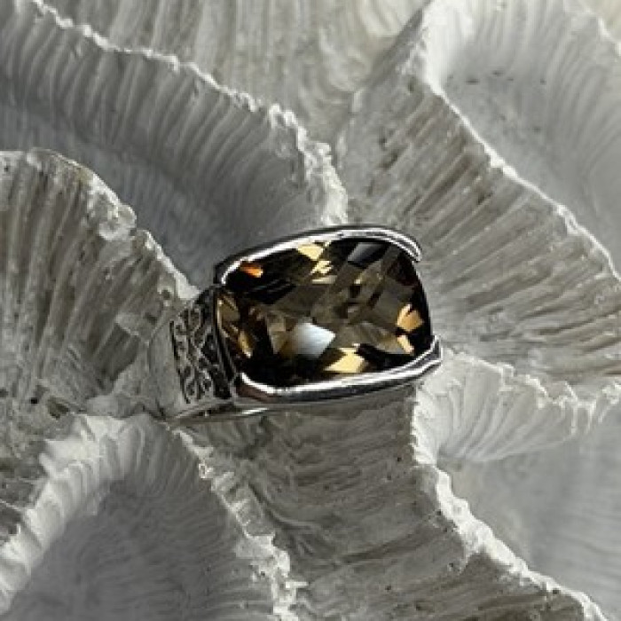925 Sterling Silver Brown Tourmaline Ring Size 7
