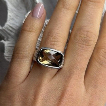 925 Sterling Silver Brown Tourmaline Ring Size 7