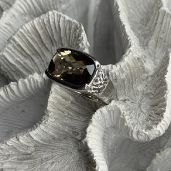 925 Sterling Silver Brown Tourmaline Ring Size 7