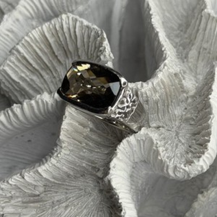 925 Sterling Silver Brown Tourmaline Ring Size 7