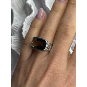 925 Sterling Silver Brown Tourmaline Ring Size 7