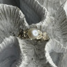 Lovely 925 Sterling Silver Pearl & Beryl Ring Size 10