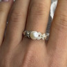 Lovely 925 Sterling Silver Pearl & Beryl Ring Size 10