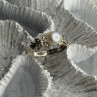 Lovely 925 Sterling Silver Pearl & Beryl Ring Size 10