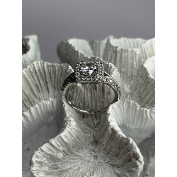 Shiny 925 Sterling Silver Cz Ring Size 10