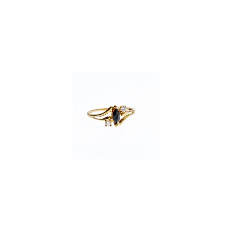 10K YELLOW GOLD SPINEL & WHITE TOPAZ  RING SIZE 5.5