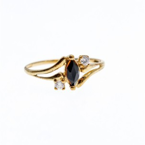 10K Yellow Gold Spinel & White Topaz Ring Size 5.5