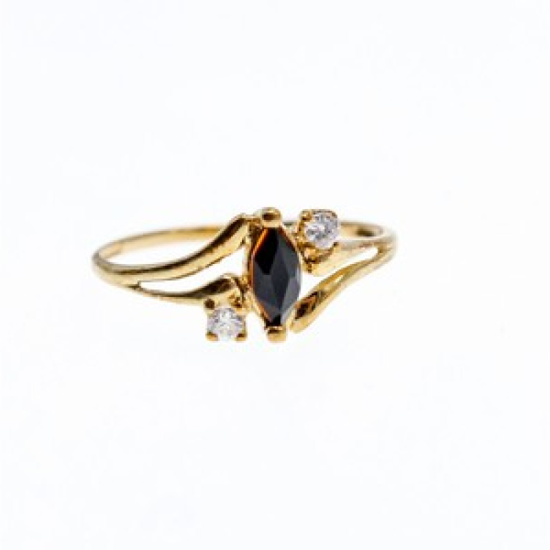 10K Yellow Gold Spinel & White Topaz Ring Size 5.5