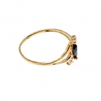 10K Yellow Gold Spinel & White Topaz Ring Size 5.5