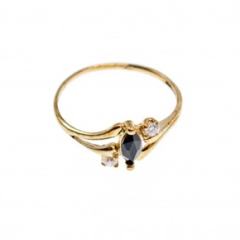 10K Yellow Gold Spinel & White Topaz Ring Size 5.5