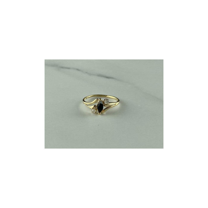 10K YELLOW GOLD SPINEL & WHITE TOPAZ  RING SIZE 5.5