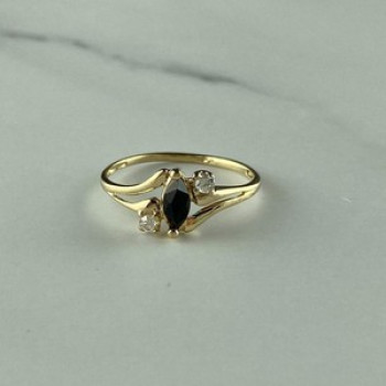 10K Yellow Gold Spinel & White Topaz Ring Size 5.5