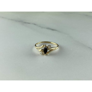 10K YELLOW GOLD SPINEL & WHITE TOPAZ  RING SIZE 5.5