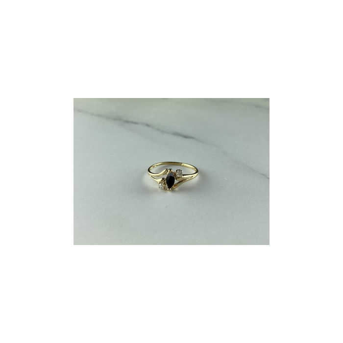 10K YELLOW GOLD SPINEL & WHITE TOPAZ  RING SIZE 5.5