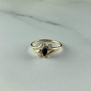 10K Yellow Gold Spinel & White Topaz Ring Size 5.5