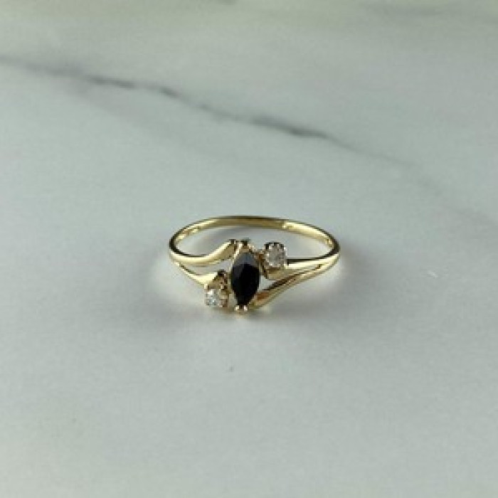 10K Yellow Gold Spinel & White Topaz Ring Size 5.5