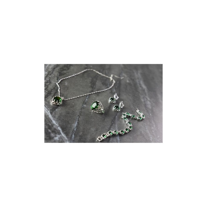 925 Sterling Silver Green CZ 