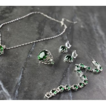 925 Sterling Silver Green CZ 