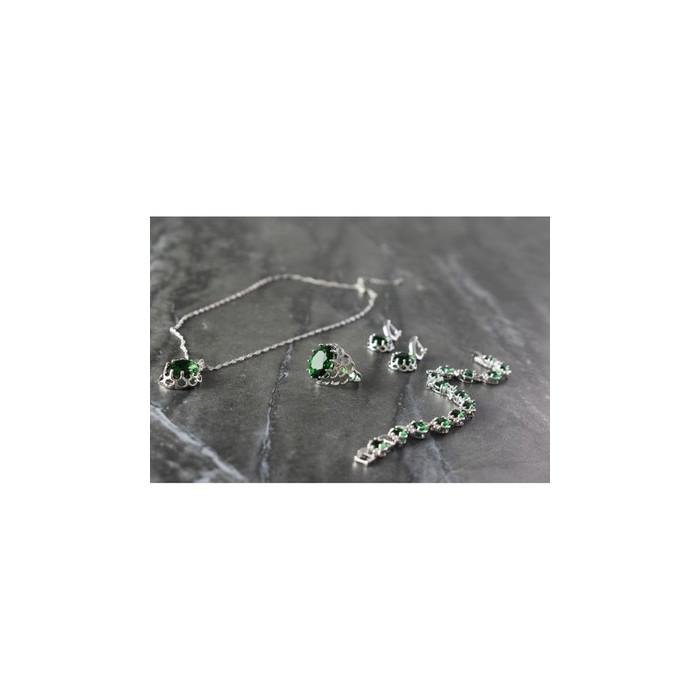 925 Sterling Silver Green CZ 