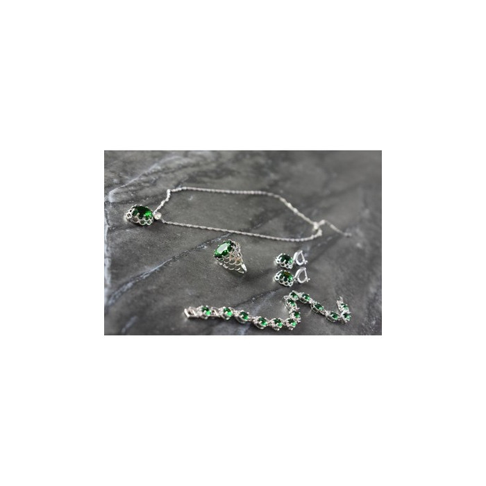 925 Sterling Silver Green CZ 