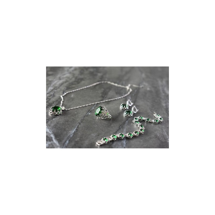 925 Sterling Silver Green CZ 