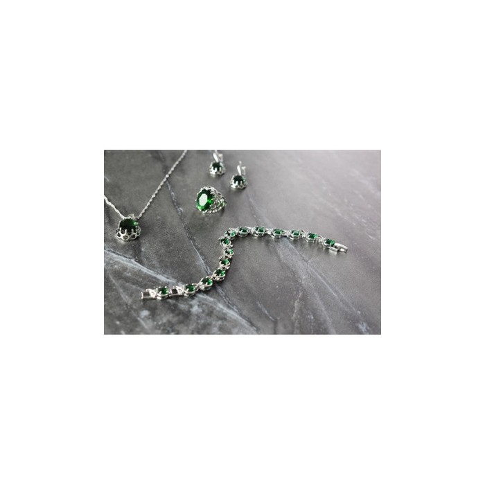 925 Sterling Silver Green CZ 
