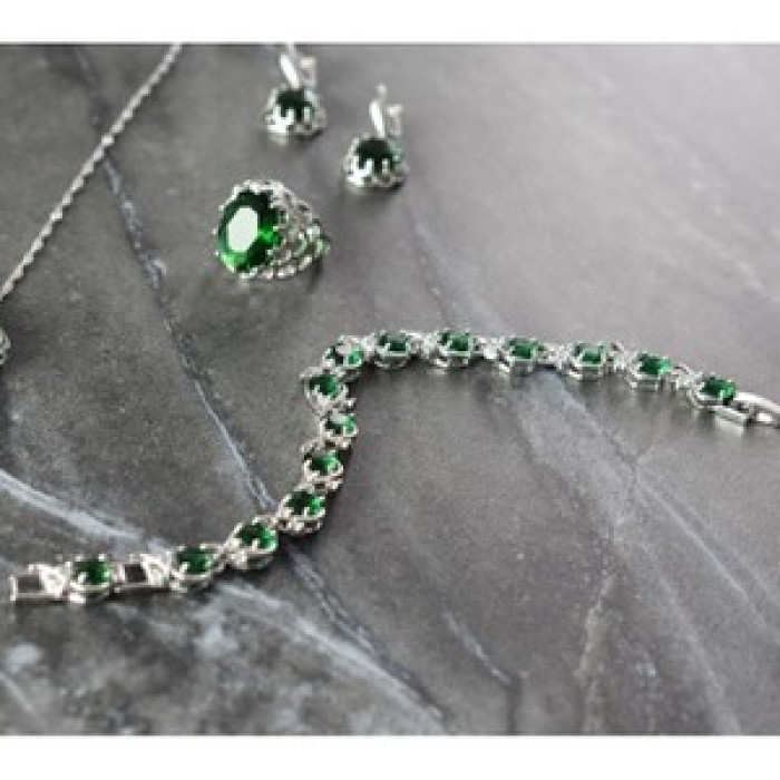 925 Sterling Silver Green CZ 