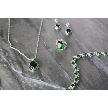 925 Sterling Silver Green CZ 
