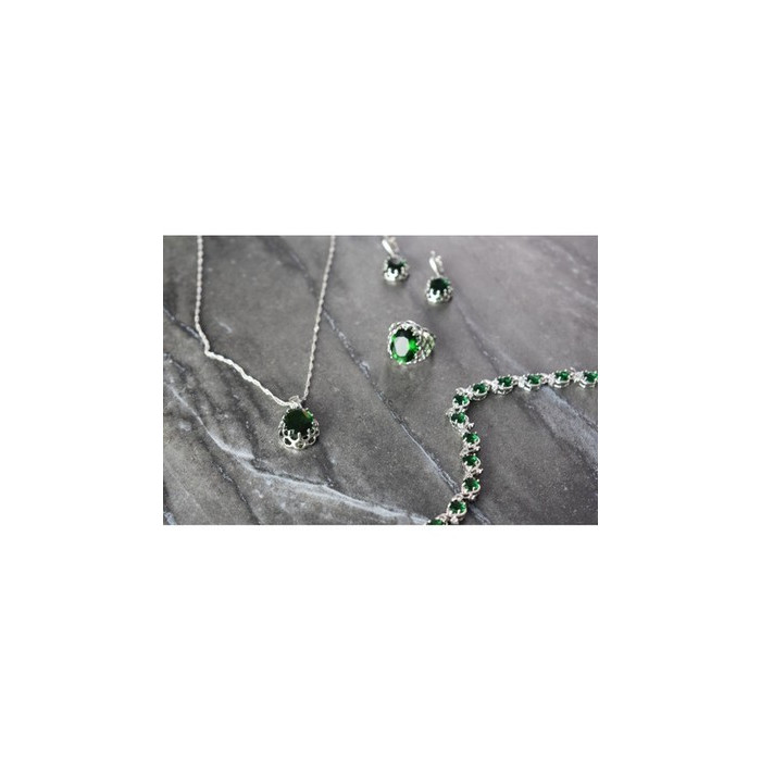 925 Sterling Silver Green CZ 