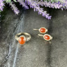 Vintage 925 Sterling Silver Dark Orange Jadeite Set