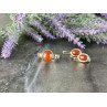 Vintage 925 Sterling Silver Dark Orange Jadeite Set