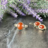 Vintage 925 Sterling Silver Dark Orange Jadeite Set