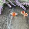 Vintage 925 Sterling Silver Dark Orange Jadeite Set