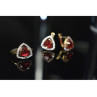 925 Sterling Silver with Gilding Red Alpanite & CZ Set