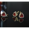 925 Sterling Silver with Gilding Red Alpanite & CZ Set