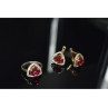 925 Sterling Silver with Gilding Red Alpanite & CZ Set