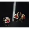 925 Sterling Silver with Gilding Red Alpanite & CZ Set