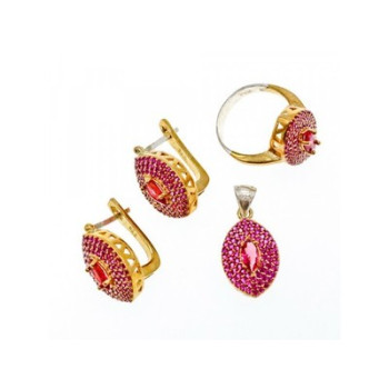 925 Sterling Silver with Gilding Rubellite Set