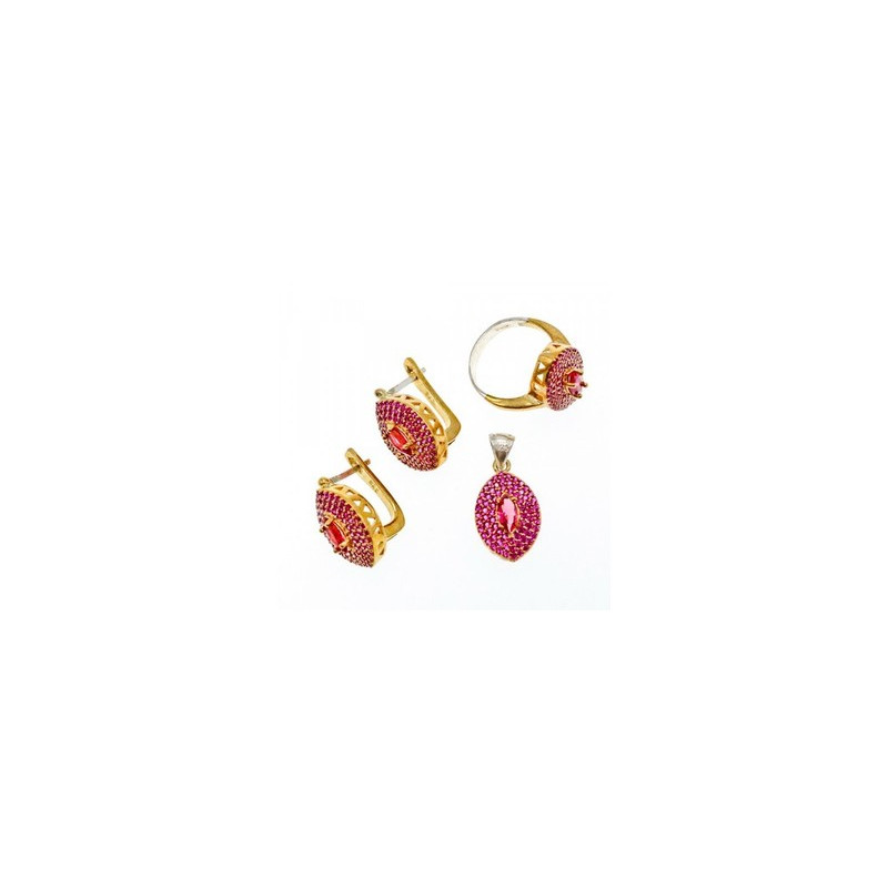 925 Sterling Silver with Gilding Rubellite Set