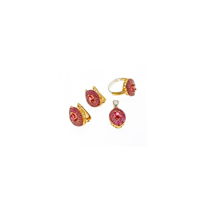 925 Sterling Silver with Gilding Rubellite Set