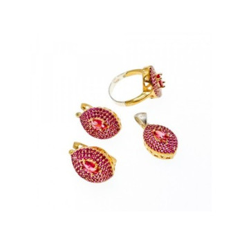 925 Sterling Silver with Gilding Rubellite Set