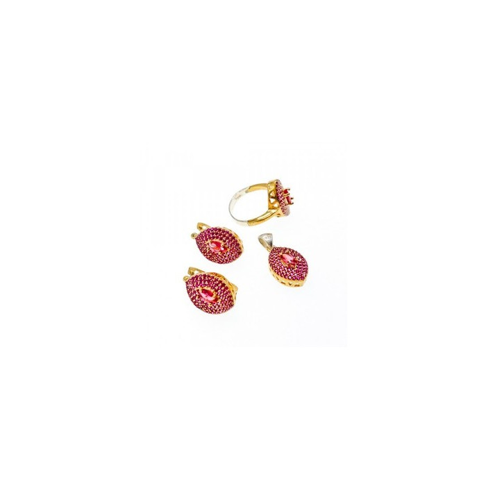 925 Sterling Silver with Gilding Rubellite Set