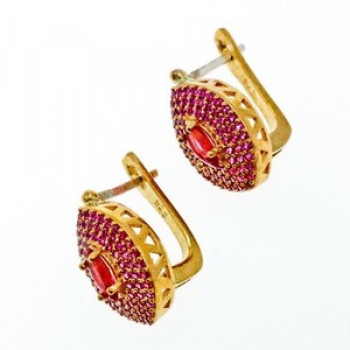 925 Sterling Silver with Gilding Rubellite Set
