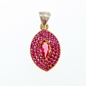 925 Sterling Silver with Gilding Rubellite Set