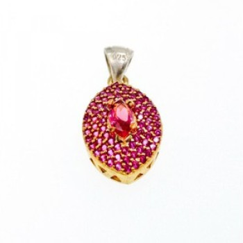 925 Sterling Silver with Gilding Rubellite Set