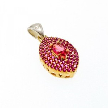 925 Sterling Silver with Gilding Rubellite Set