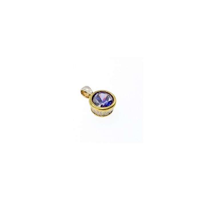 925 Sterling Silver with Gilding Tanzanite & CZ Set Ring Size 6.5